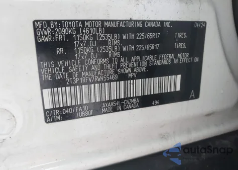 2024 Toyota Rav4 Xle z USA, uszkodzony, nr VIN 2T3P1RFV7RW455469